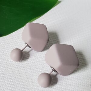 Double Sided Rubber Soft Square Earrings 2 in One